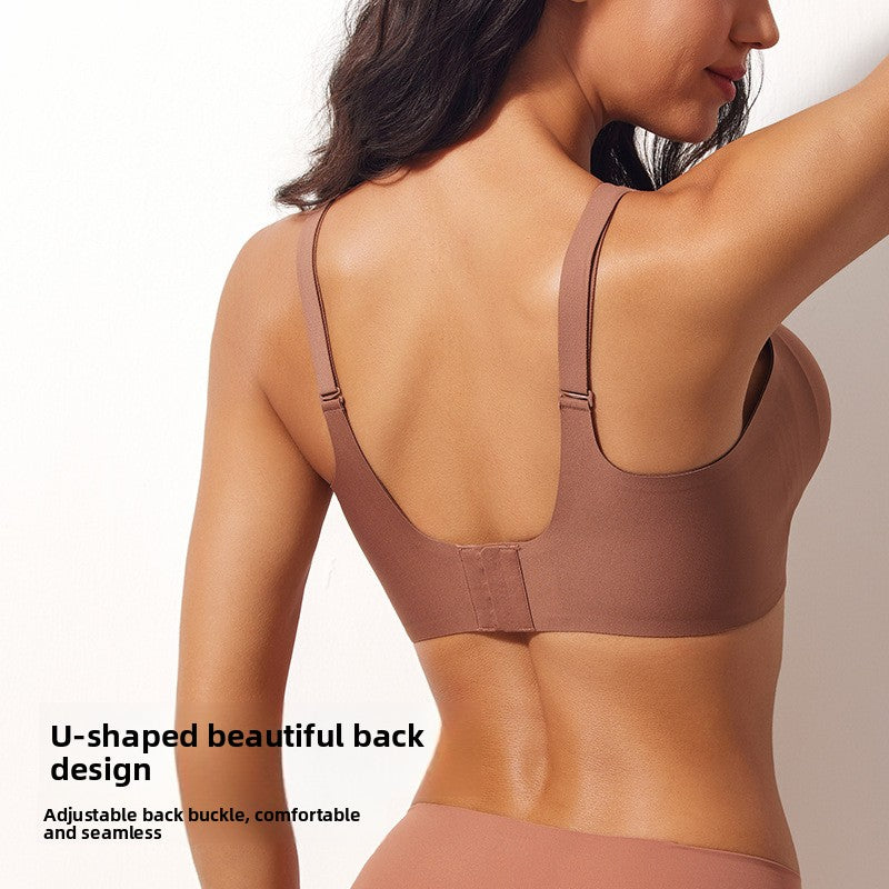 Jelly Wireless Womens Comfortable Wireless Bras Push Up Bralettes Seamless Tshirts Bras Deep V Everyday Bras